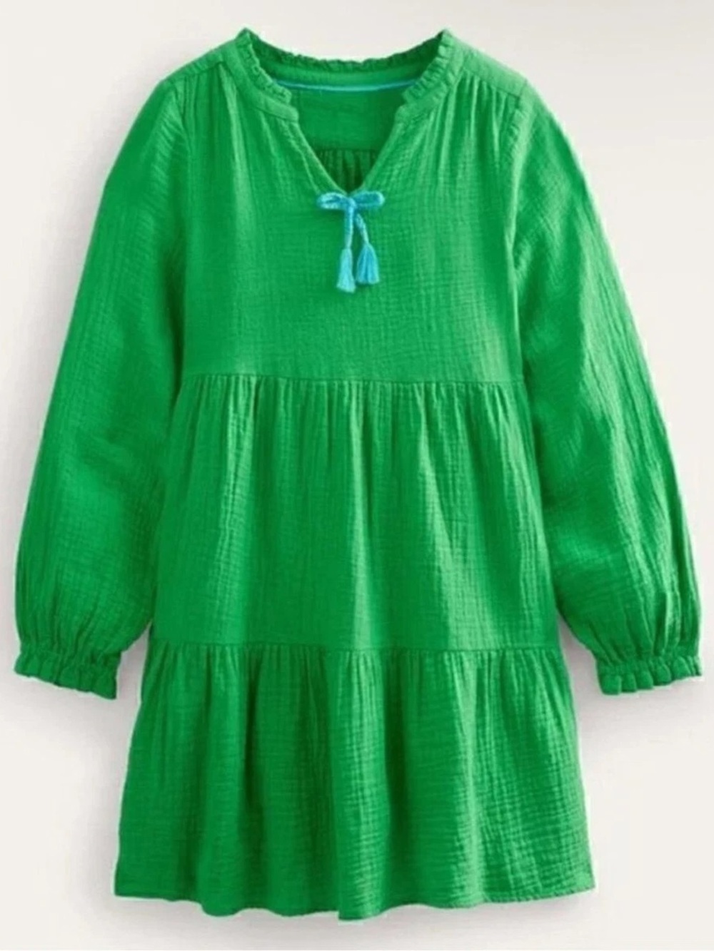 Boden Gauze Peasant Dress with Tassel Tie
